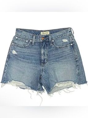 Madewell Perfect Vintage Jean Shorts High Rise 100% Cotton Raw‎ Hem